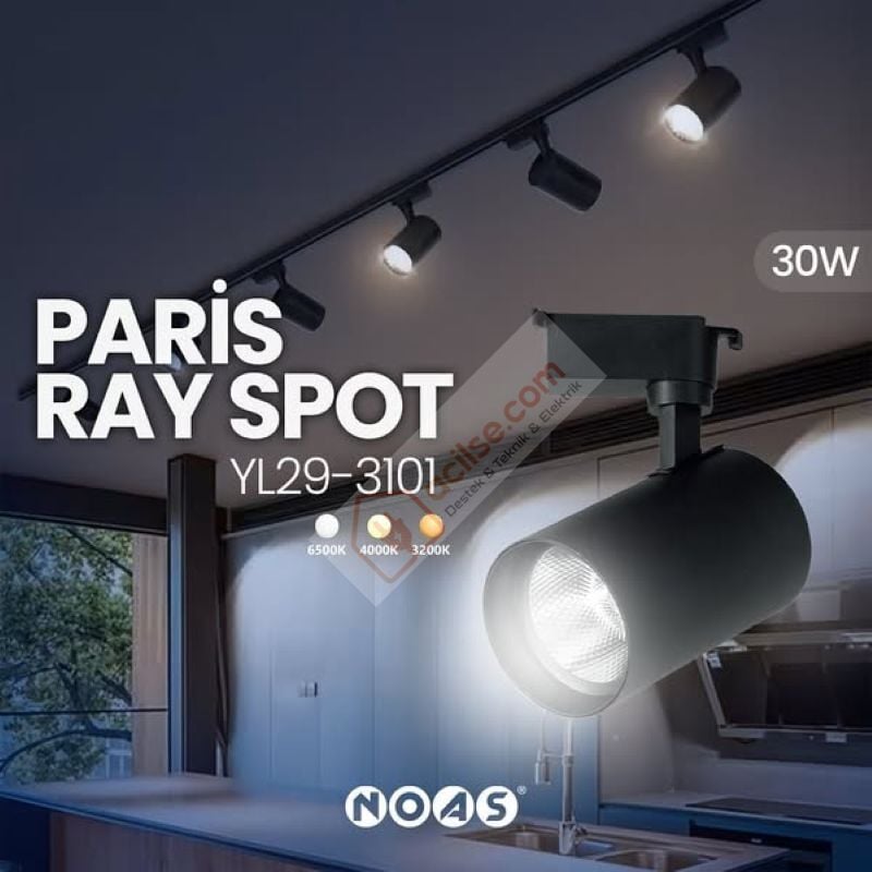 NOAS PARİS 30 W SİYAH KASA RAY SPOT-GÜNIŞIĞI 2700LM