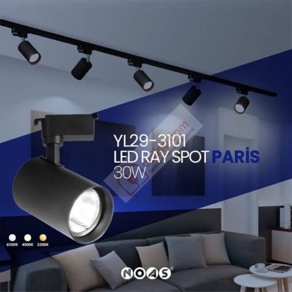 NOAS PARİS 30 W SİYAH KASA RAY SPOT-GÜNIŞIĞI 2700LM