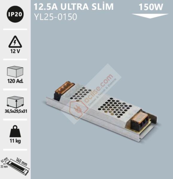 NOAS 12.5 A 150W SÜPER SLİM LED TRAFOSU YL25-0150