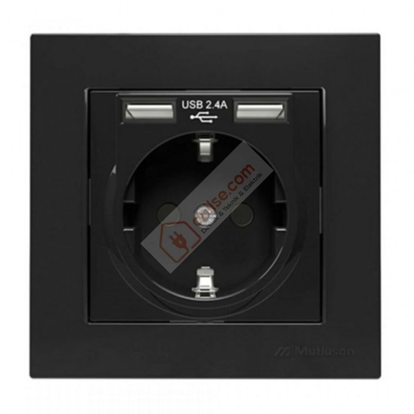 MUTLUSAN RİTA İKİLİ USB TOPRAKLI PRİZ -FÜME