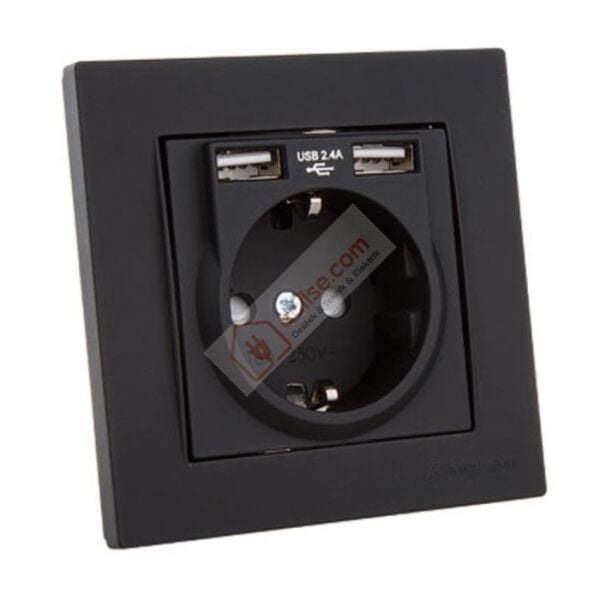 MUTLUSAN RİTA İKİLİ USB TOPRAKLI PRİZ -FÜME