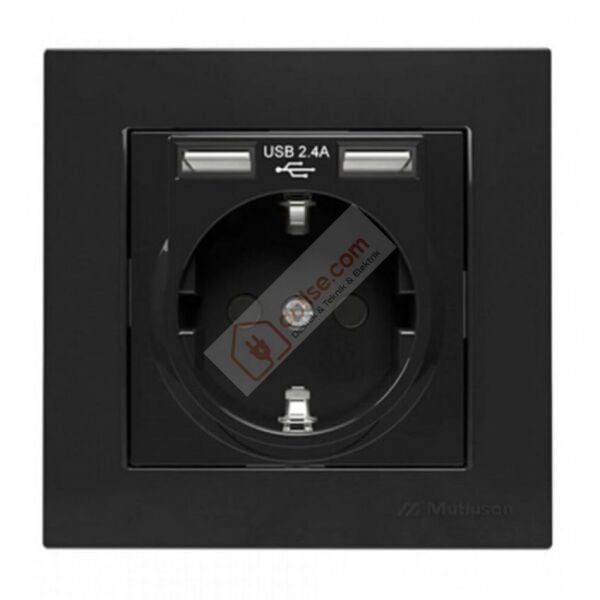 MUTLUSAN RİTA İKİLİ USB TOPRAKLI PRİZ -FÜME