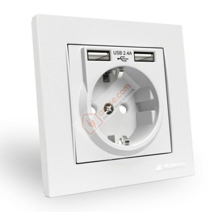 MUTLUSAN RİTA İKİLİ USB TOPRAKLI PRİZ -BEYAZ