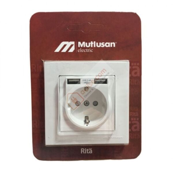 MUTLUSAN RİTA İKİLİ USB TOPRAKLI PRİZ -BEYAZ