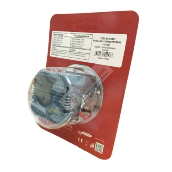 MUTLUSAN RİTA İKİLİ USB TOPRAKLI PRİZ -BEYAZ