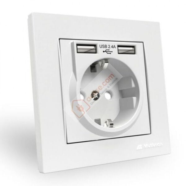 MUTLUSAN RİTA İKİLİ USB TOPRAKLI PRİZ -BEYAZ