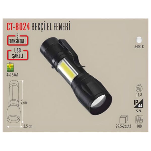 CATA CT 8024 POLİCE ŞARJLI EL FENERİ