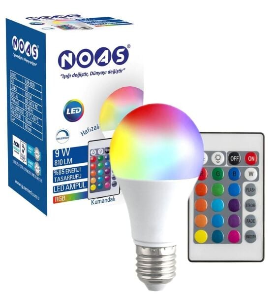 NOAS 9W RGB UZAKTAN KUMANDALI LED AMPUL