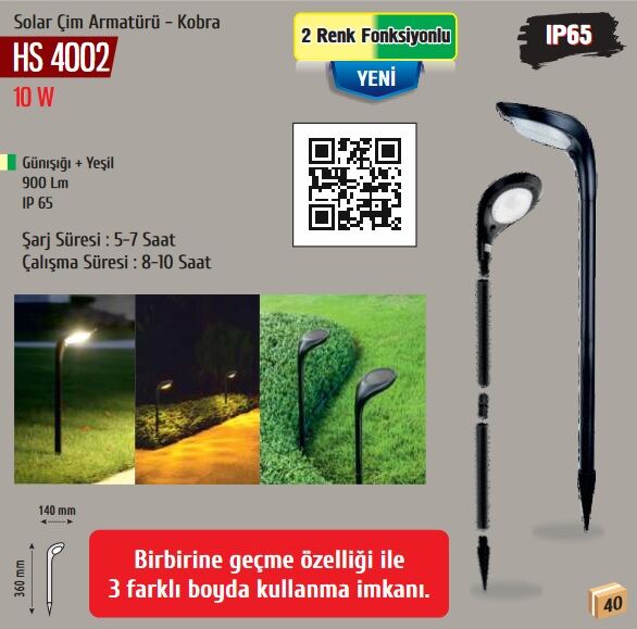 HELİOS OPTO HS 4002 5W SOLAR ÇİM ARMATÜRÜ